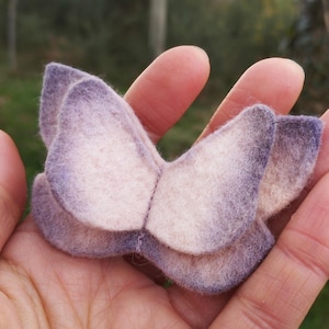 powdery pink and purple butterfly brooch, wool felt, natural dye, fairy accessory, fairy core, fairy hairstyle accessories, fairy gifts