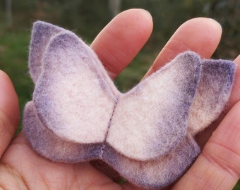 powdery pink and purple butterfly brooch, wool felt, natural dye, fairy accessory, fairy core, fairy hairstyle accessories, fairy gifts