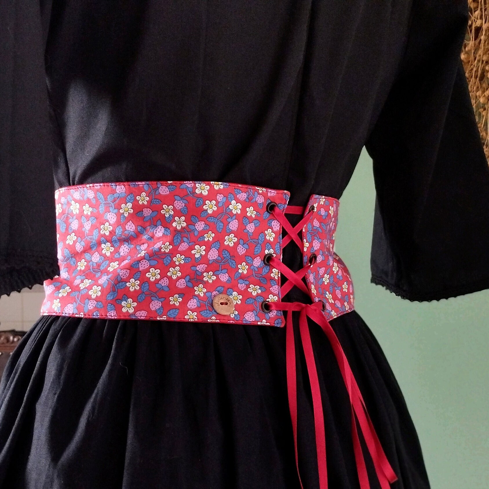 Floral Laced Belt Vintage Style/ Reversible/ Liberty Art  display picture 1