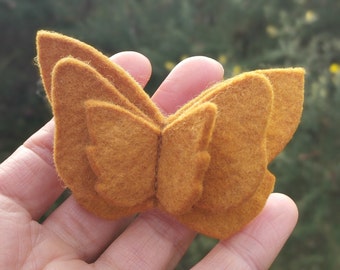 Yellow butterfly brooch, brooch wool felt, natural dye, fairy accessory, fairy core, fairy hairstyle accessories, fairy lovers gifts