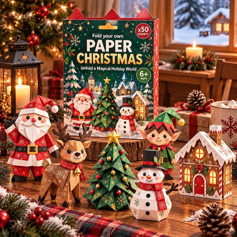 Paper Tree Origami 3D Christmas Paper Craft Kit, DIY Origami Christmas Material Kit ...