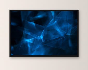 Sapphire Blue Abstract Poster, 12x18 Landscape Wall Art, Soft Focus Light Print, Modern Minimalist Office Decor