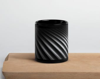 Black and Silver Striped Coffee Mug, Bold Stripe Art Wrap, 11oz or 15oz Ceramic Mug, Modern Monochrome Gift