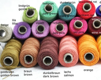 Austrian Linen Thread, non-waxed, 3-ply, 25g Spool, Colour of your choice