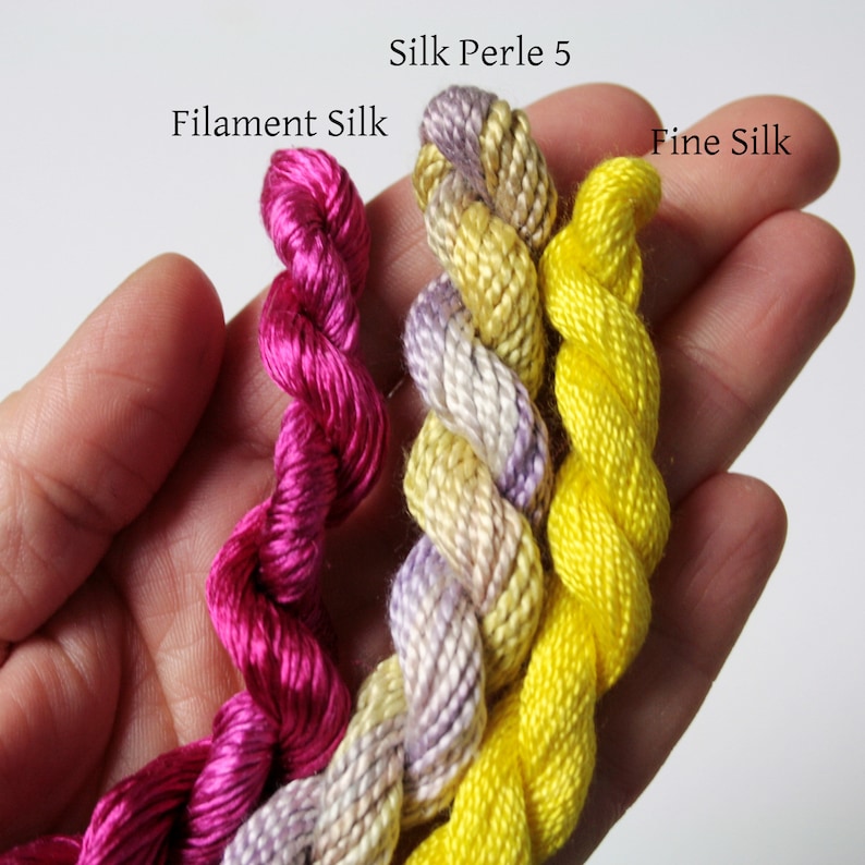 Filament Silk, hand dyed, space dyed, embroidery floss, headbanding silk image 9