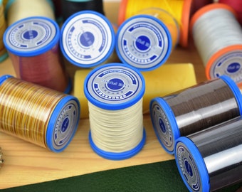 25g (whole spool) Linen Thread for hand leather sewing, 0.35mm diameter, thinnest in range, Yue Fung Button, lightly waxed