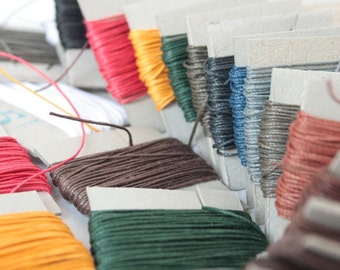 5m of 3-ply linen thread, non-waxed, German Linen Thread, Coloured Bookbinding thread