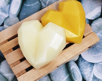 Diamond Heart Shaped Beeswax Block, 35g, a little over 1 oz, 100% Pure Beeswax, Cosmetic Grade, Food Grade