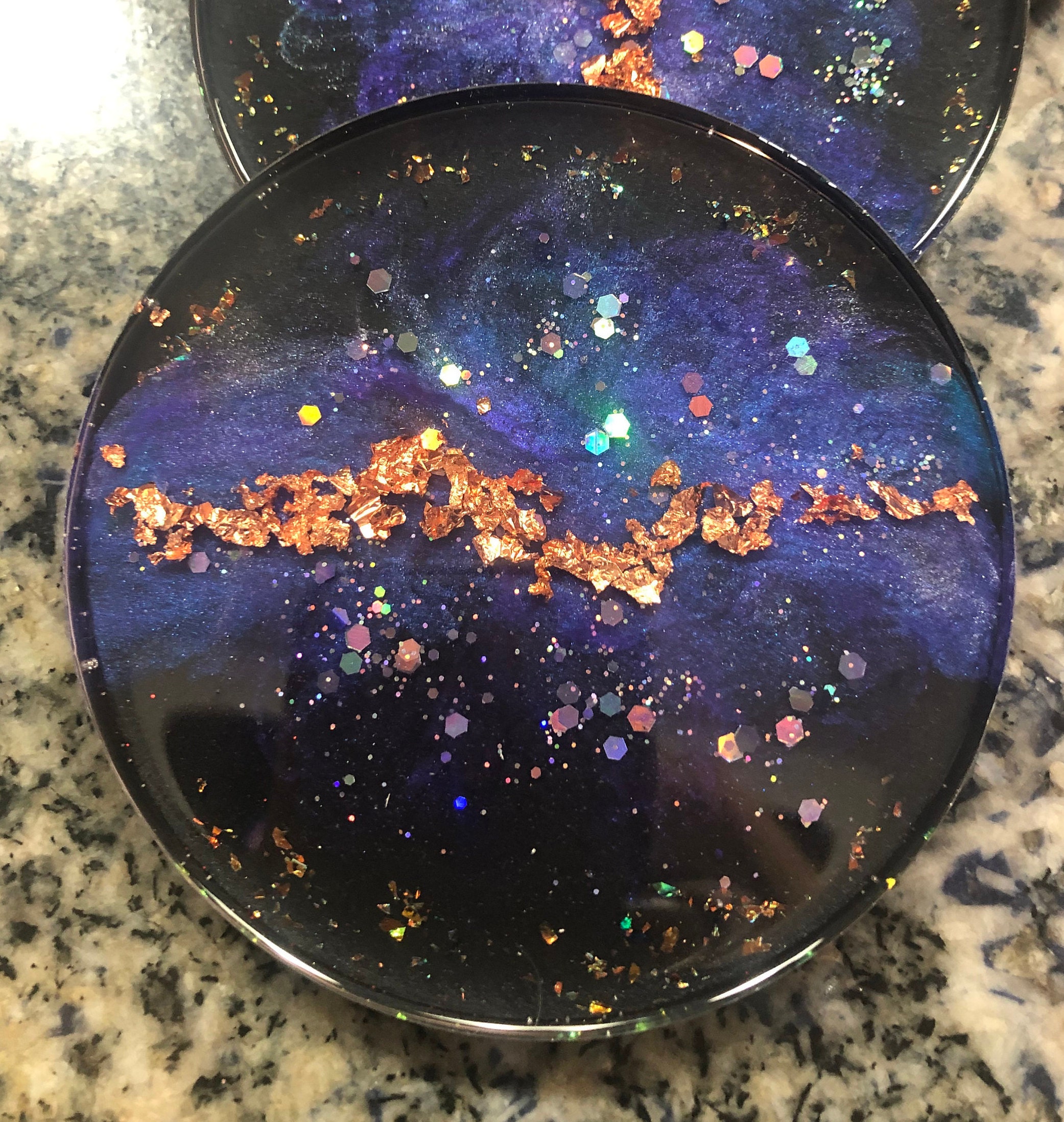 Galaxy Inspired 3 Dimensional Art Resin Coasters Galaxy Nebula Coasters