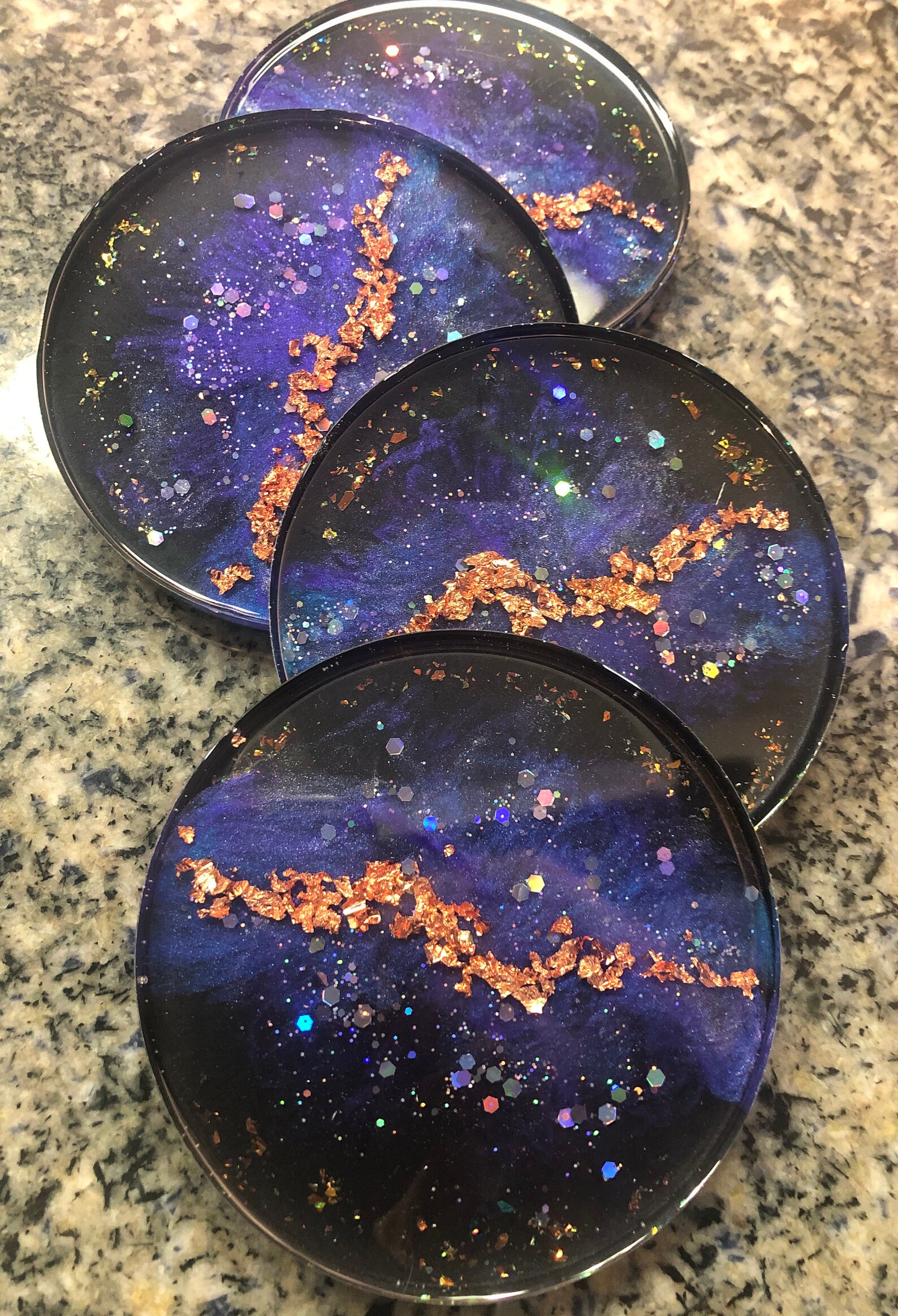 Galaxy Inspired 3 Dimensional Art Resin Coasters Galaxy Nebula Coasters