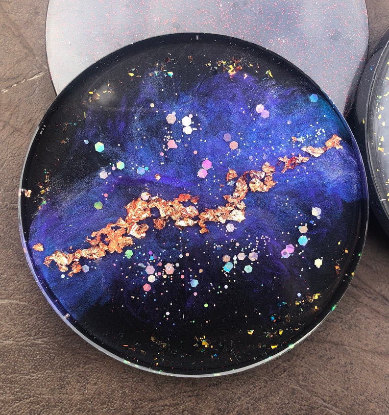Galaxy Inspired 3 Dimensional Art Resin Coasters Galaxy Nebula Coasters
