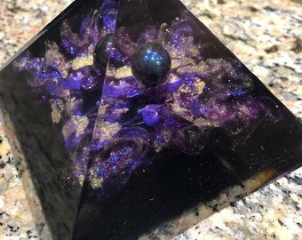 Large Galaxy Pyramid, Orgone, Energy Generator, Metaphysical Home Decor, Chakra Healing & Meditation, Resin Pyramid