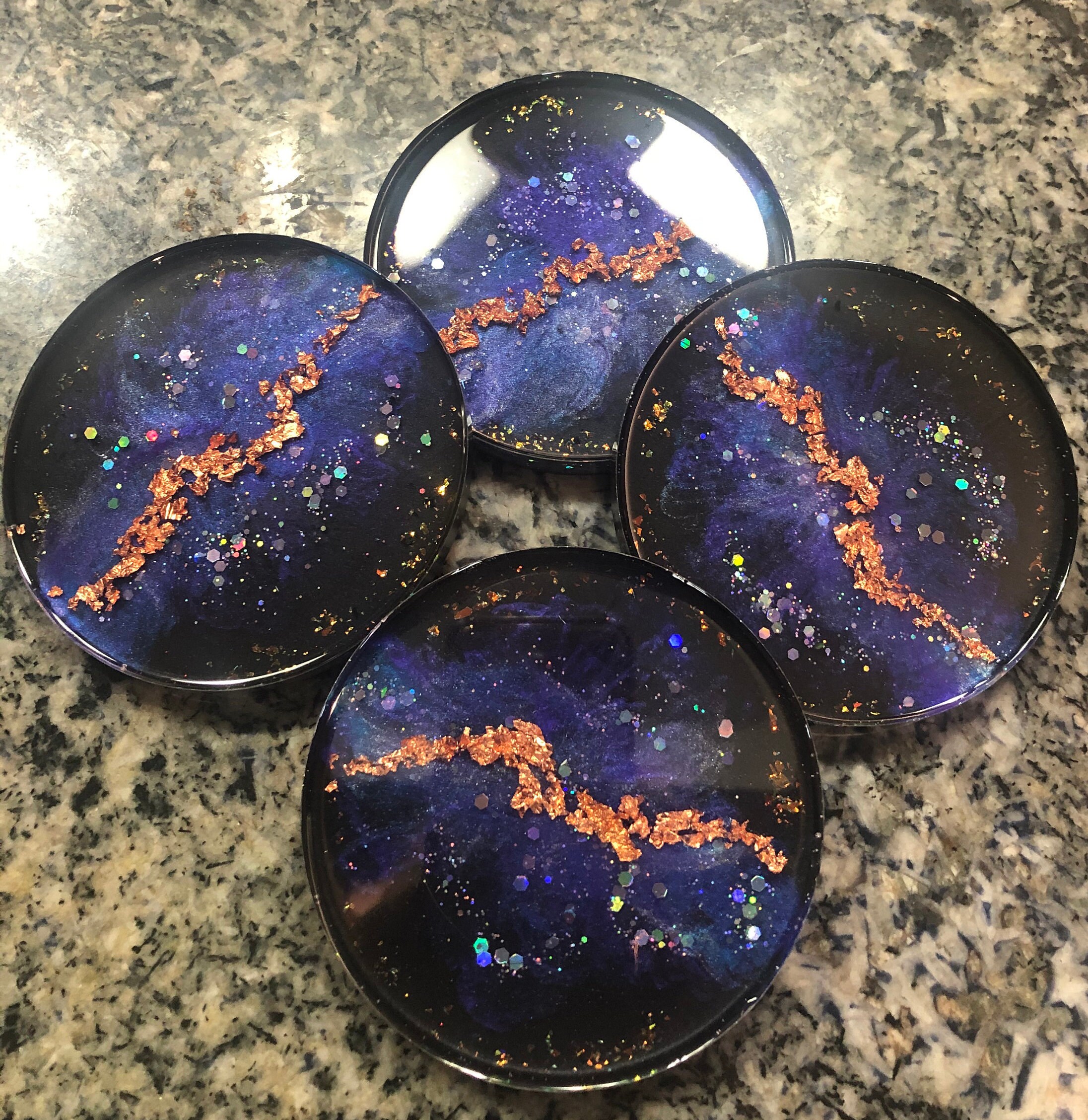 Galaxy Inspired 3 Dimensional Art Resin Coasters Galaxy Nebula Coasters