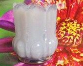 Vintage Purple Opaline BEADED PANEL Pressed Panel EAPG Depression Carnival Style Molded Glass Scallop Rim Toothpick Candle Holder