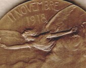 WWI Vintage 1918 FRENCH L.P. Legastelois Bronze ARMISTiCE Commemorative November 11, 1918 Medal Medallion Coin Historic Memorabilia
