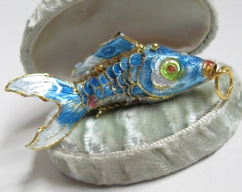 BUTW cloisonne articulated fish enameled 4048A