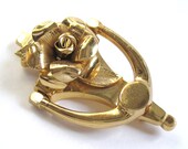 EDWARDIAN Revival Vintage 1950s CORO Pegasus Gold Rose DOORKNOCKER Articulated Move-able Brooch Pin Nouveau Downton Abbey Victorian Gothic