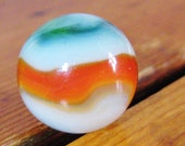 DECO Vintage 1920s PELTIER National Line Rainbo Christmas Tree Swirl Hybrid 5 8 quot Machine Made Translucent Opaque Art Glass MARBLE Game Toy
