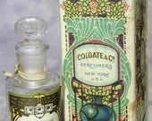 EDWARDIAN 1914 COLGATE Co White Rose Perfume Crystal Glass Perfume Bottle Original Box Downton Abbey Gothic