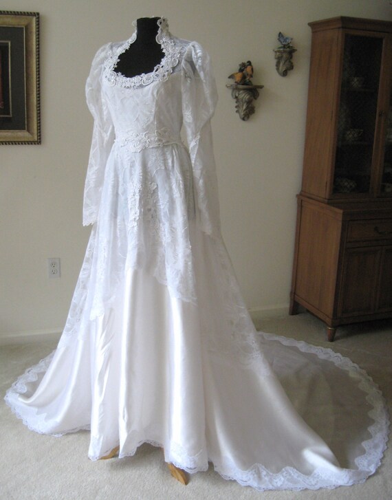 Victorian Venedig Spitze Perle Satin Hochzeit Kleid Kleid Etsy