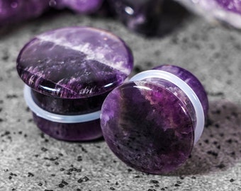 Amethyst Single Flare Stein Plug/Gauge - Single Flare Plugs/Gauges in 3mm (0.12"), 12mm (1/2"), 25mm (1")"