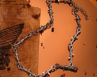 Silver Barbed Wire Necklace