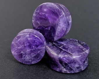 Pierced Owl Natural Amethyst Stone Olive Wood Double Flared Plugs Sold as a Pair Pierced Owl Natural Amethyst Stone Olive Wood Double Flared Plugs Sold as a Pair