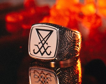 Silver Sigil Of Lucifer Occult Ring