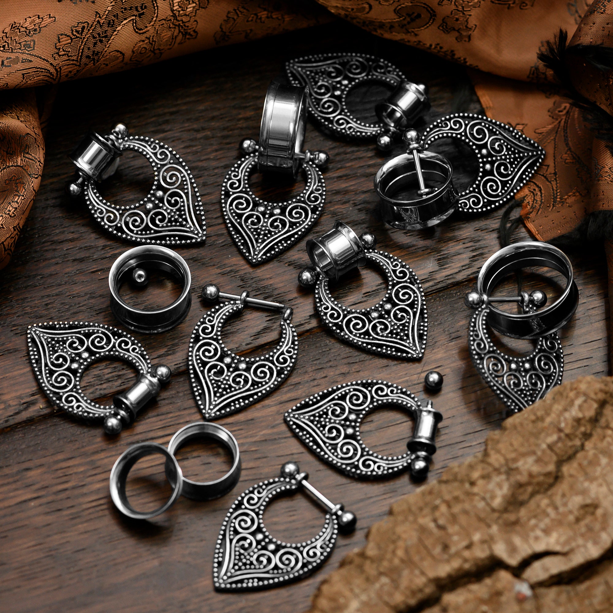 Filigree Silver Dangle Plug / Tunnel / Gauge Metal Ear Plugs Etsy