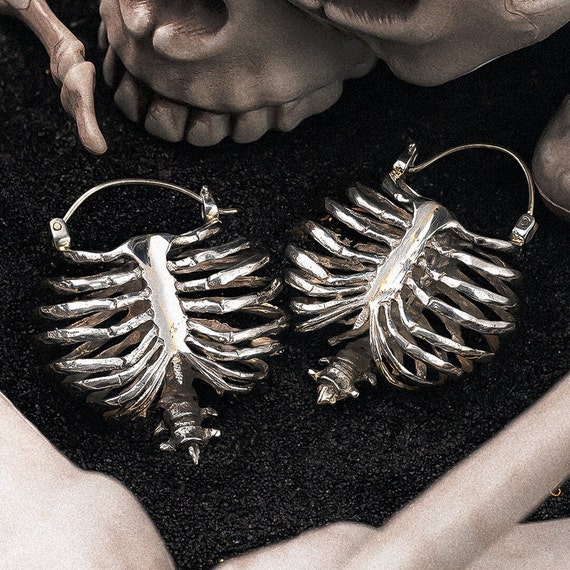 Silver Ribcage Earring Hangers (Pair)