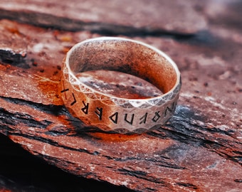 Silver Runic Symbols Viking Ring