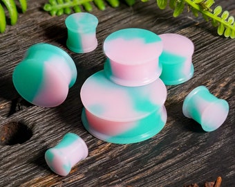 Marble Light Green & Pink Solid Silicone Plug