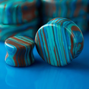 Colourful Red & Blue Turquoise Stone Plug / Gauge