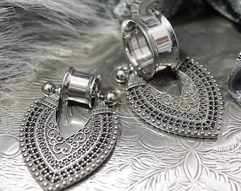 Bouchons d'oreilles en métal argentés - Bouchons d'oreilles en métal de 6 mm (2 g) - 24 mm (15/16")