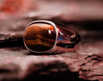 Silver Chunky Tiger Eye Ring