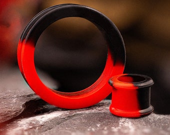 Marble Red & Black Silicone Tunnel / Plug / Gauge