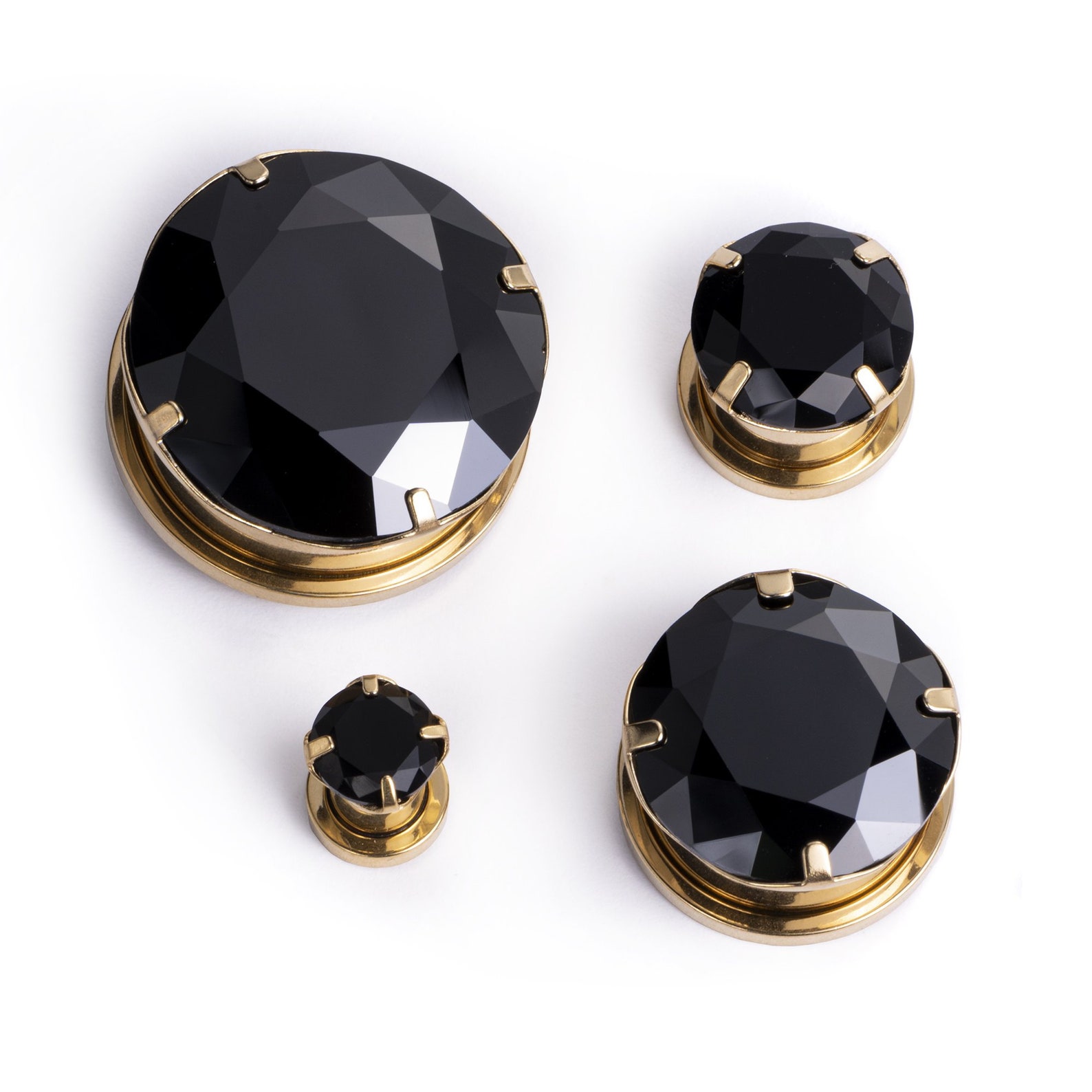 Gold Black Diamond Plug / Gauge Metal Ear Plugs in 6mm 2g Etsy