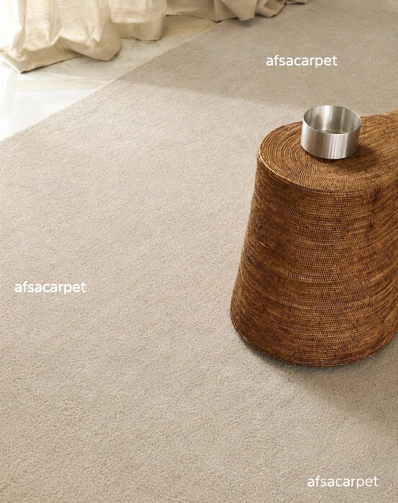 Beige Tufted Area Rug, Solid Cream Neutral Rug, Minimalist Modern ...