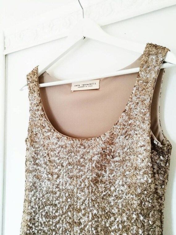 gold sequin tank top