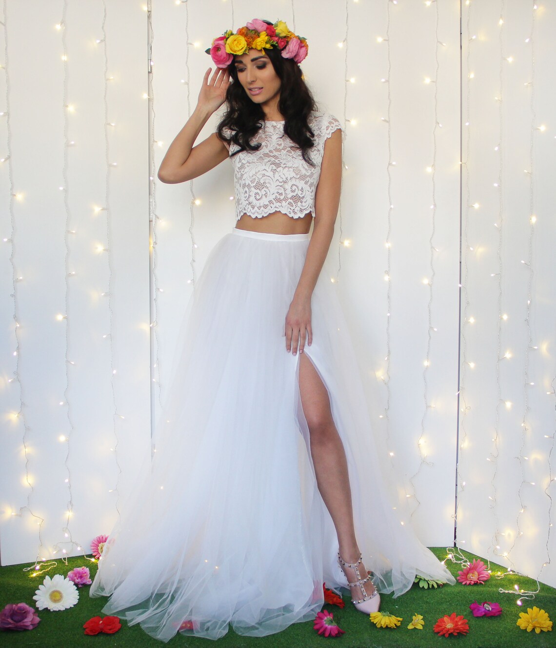 WEDDING TULLE SKIRT White Tulle Skirt With Split Bridal Etsy