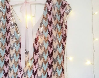 CHEVRON SEQUIN DRESS, "colombina" version