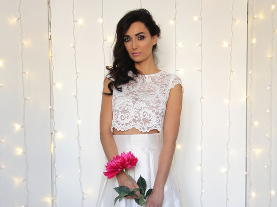 TOP DA SPOSA in pizzo bianco top corto da sposa top di pizzo | Etsy Italia