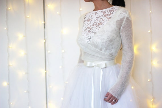 BOLERO SPOSA AVORIO coprispalle sposa in lana mohair | Etsy Italia