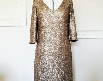 GOLD SEQUIN DRESS New Year's Eve Sequined Dress A Line - Etsy