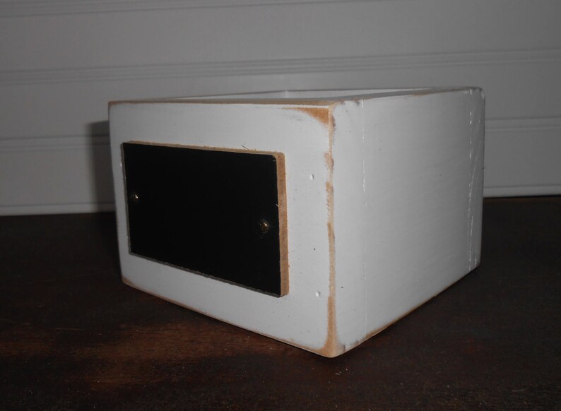 wooden box with chalkboard