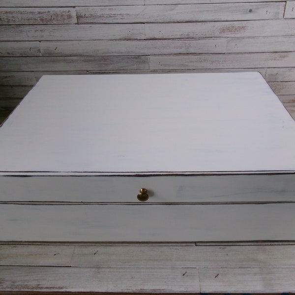 Silverware Chest-Silverware Storage-White Silverware Chest-Vintage Silverware Storage Chest-Bombay Silverware Chest-Painted Silverware Chest