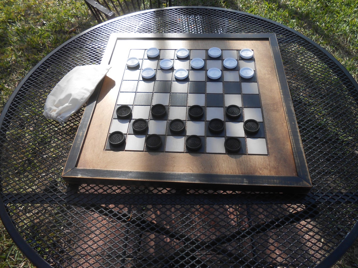 Wood Checkerboard Handmade-black and White Wood - Etsy