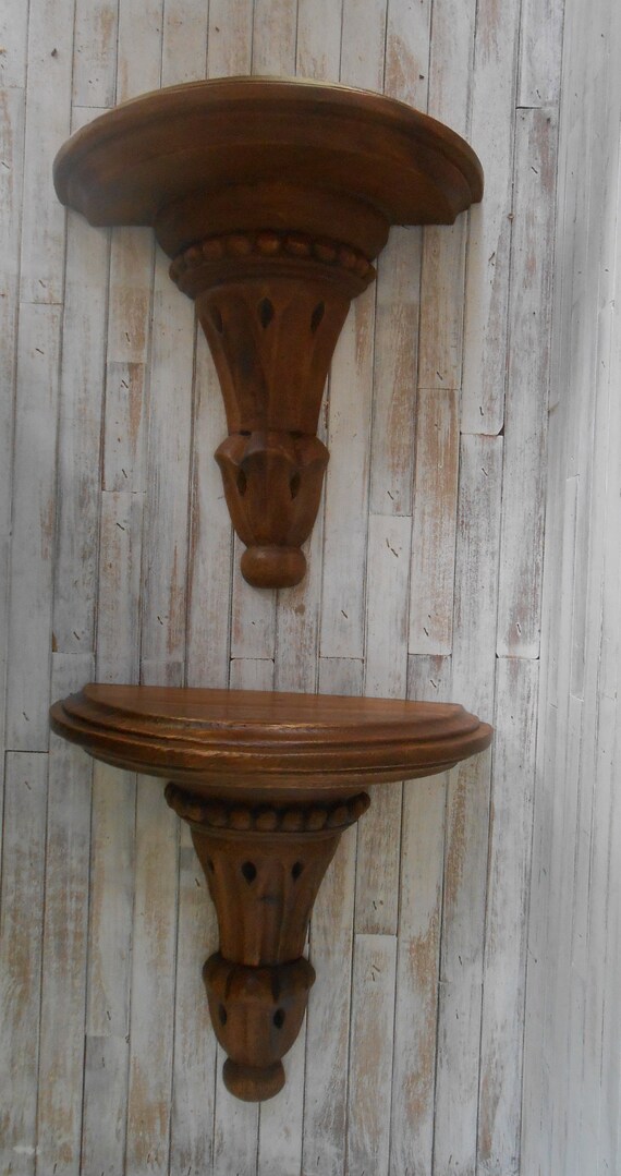 Set Of Wood Wall Sconces Vintage Wooden Sconce Carved Unique Decor Home