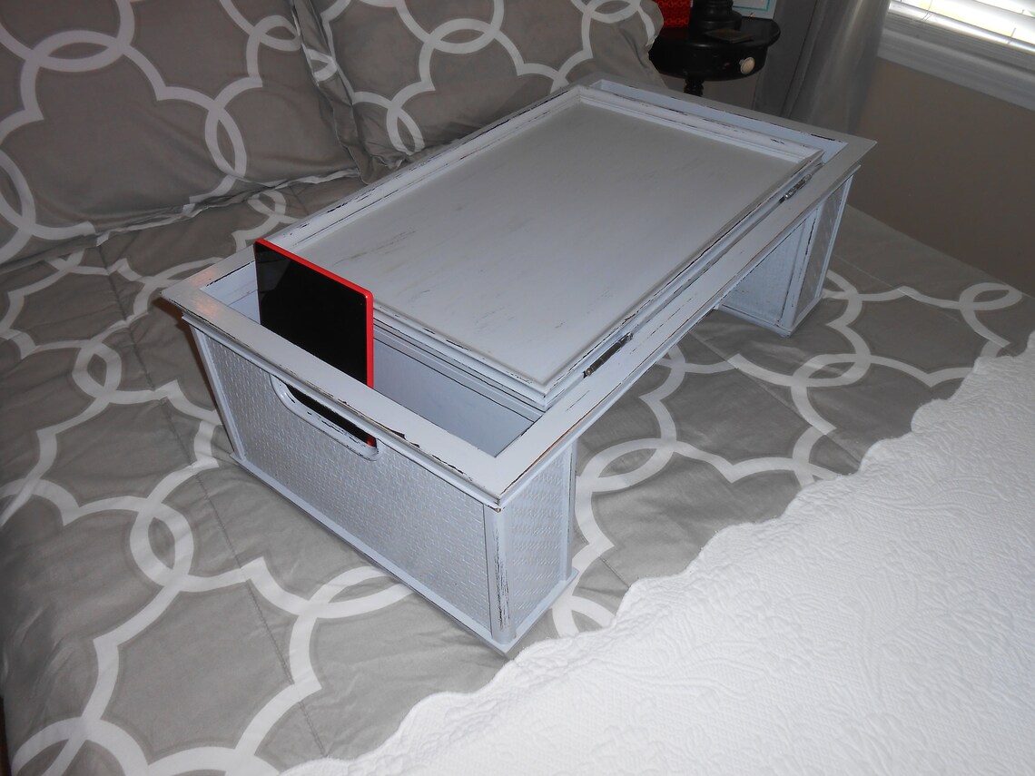 Gray Bed TrayPainted Bed TrayBed TableWood Bed TrayBed Etsy