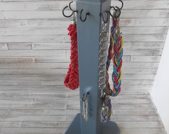 Jewelry Display Stand- 22 Inch Tall Wood Jewelry Stand- Necklace Holder-Gray Jewelry Stand- Jewelry Holder